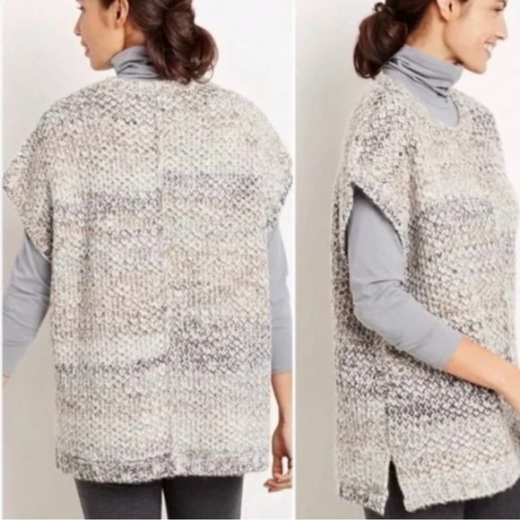 Pure J. Jill Wool Mohair Blend Poncho Vest Size 3X 4X Oversized Boxy Chunky Knit - Picture 2 of 12